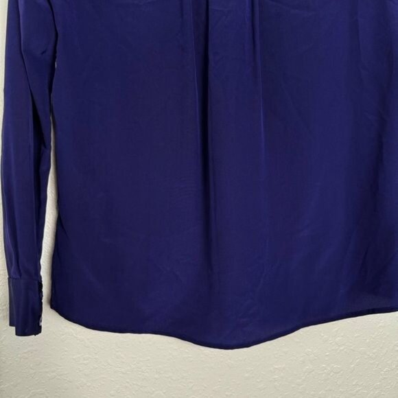 Diane Von Furstenberg Louise silk purple floral long sleeve blouse 4 - Picture 9 of 12
